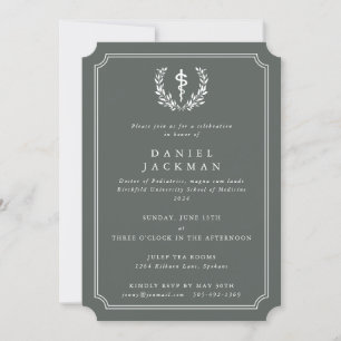 Gray-Green Asclepius Medical School Graduation Invitation