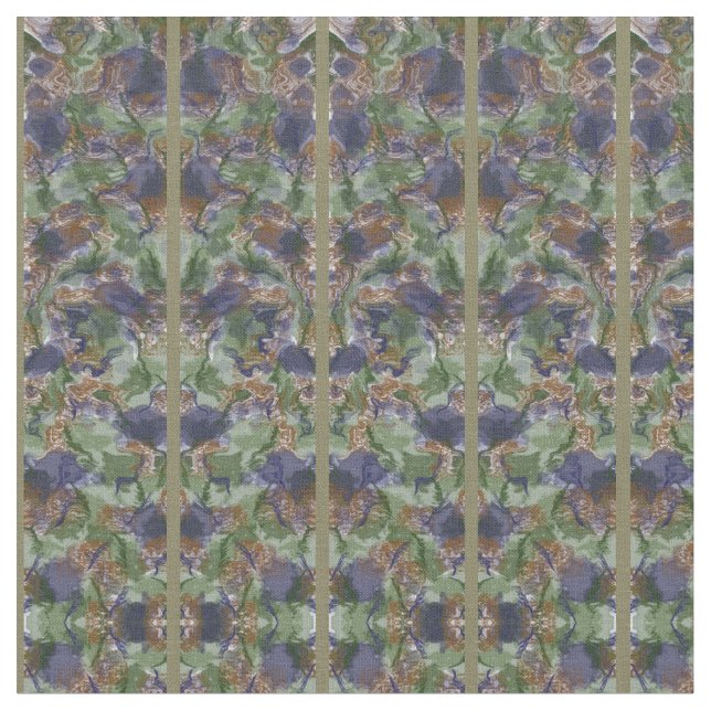 Gray - Green - Blue Art Deco art Fabric (Close Up)