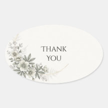 Gray Green Botanical Foliage Wedding Thank You Sti