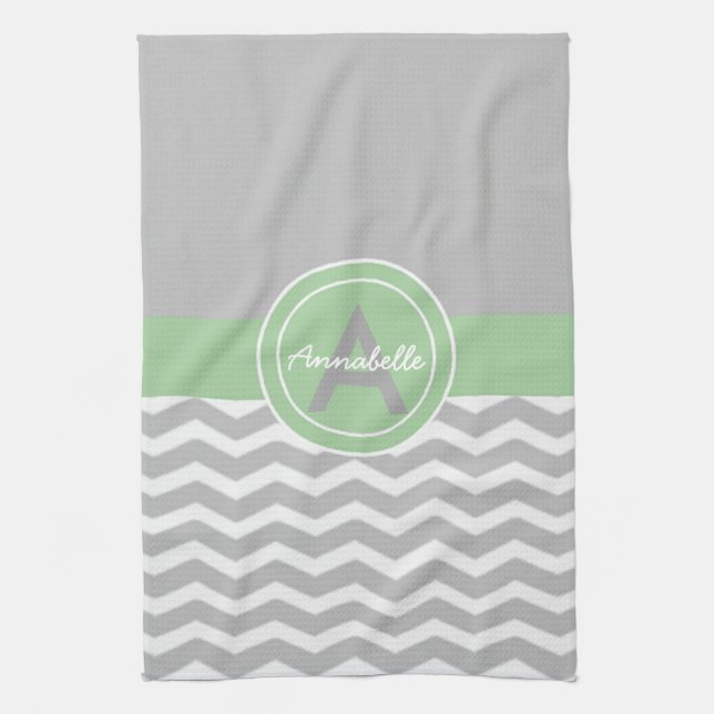 Gray Green Chevron Towel (Vertical)