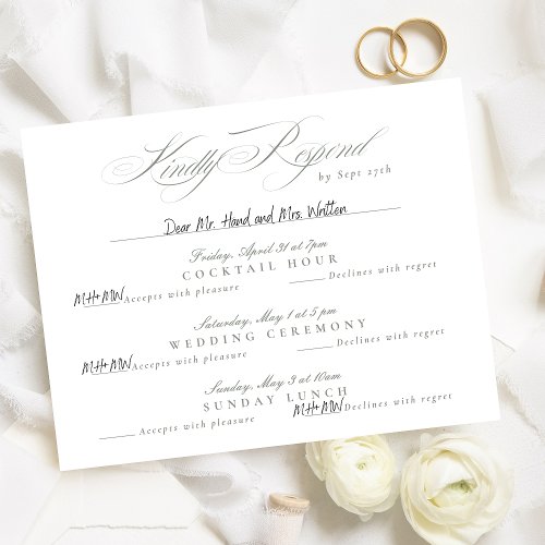 Gray Green Classic Calligraphy multi_event RSVP Card