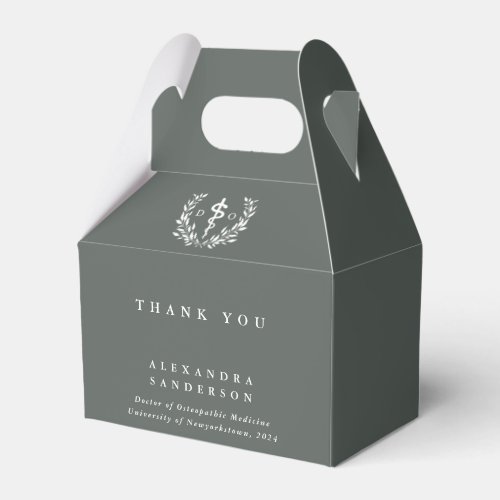 Gray_Green Doctor of Osteopathy Asclepius Favor Boxes
