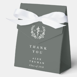 Gray-Green Doctor of Osteopathy Asclepius Favor Boxes