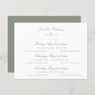 Gray Green Elegant Calligraphy multi-event RSVP Card
