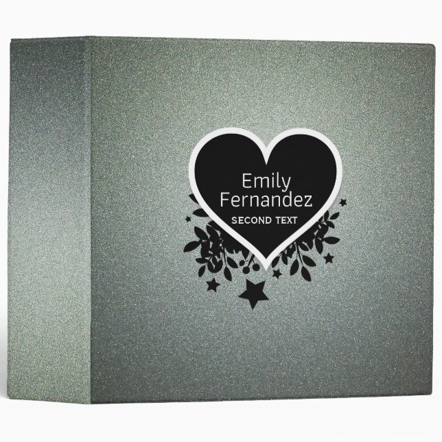 Gray Green Glitter 3 Ring Binder (Front/Spine)
