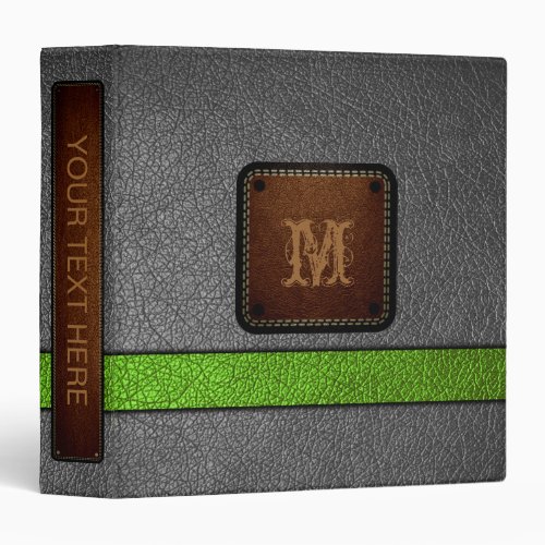 Gray Green Leather Look Brown Tag Binder