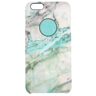 Gray & Green Marble Texture Clear iPhone 6 Plus Case