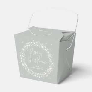 Gray-Green Merry Christmas Sparkling Lights Favor Boxes