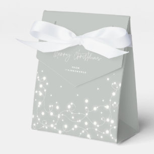 Gray-Green Merry Christmas Sparkling Lights Favor Boxes
