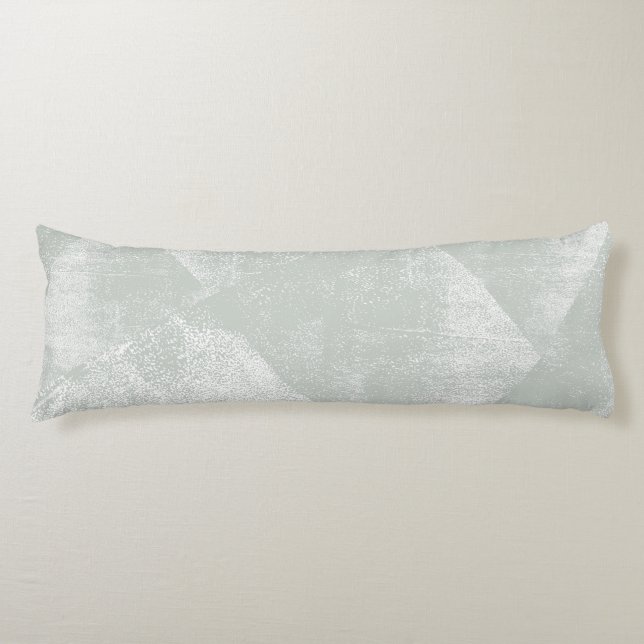 Gray Green Minimal Geometric Ink Texture Body Pillow (Front)