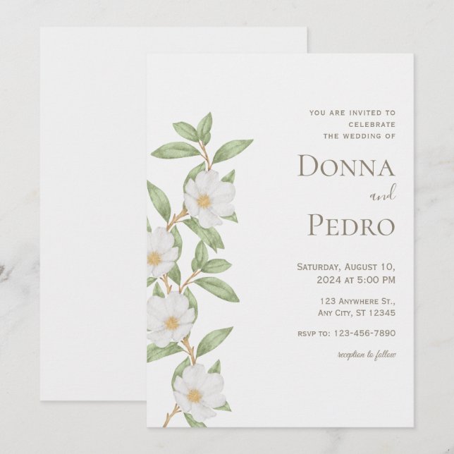 Gray Green Modern Wedding Invitation (Front/Back)