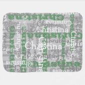 Gray Green Name Collage Personalized Baby Blanket (Horizontal)