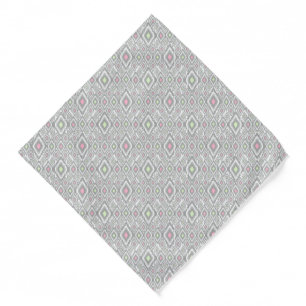 Gray, green, pink rhombuses on a white bandana