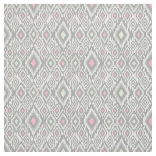 Gray, green, pink rhombuses on a white fabric