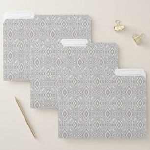 Gray, green, pink rhombuses on a white file folder