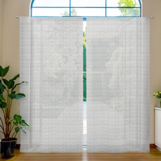 Gray, green, pink rhombuses on a white sheer curtains