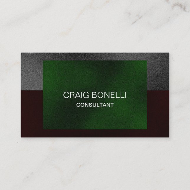 Gray Green Plain Professional Business Card (Front)