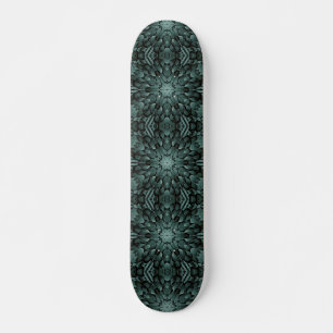 Gray green pointed star geometric stone mosaic  skateboard