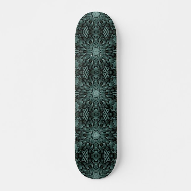 Gray green pointed star geometric stone mosaic  skateboard (Front)