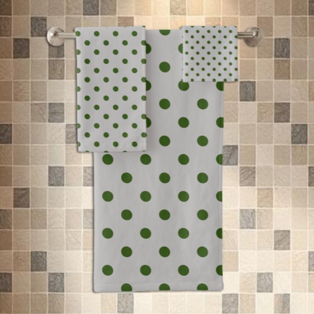 Gray Green Polka Dot Bath Towel Set (Creator Uploaded)