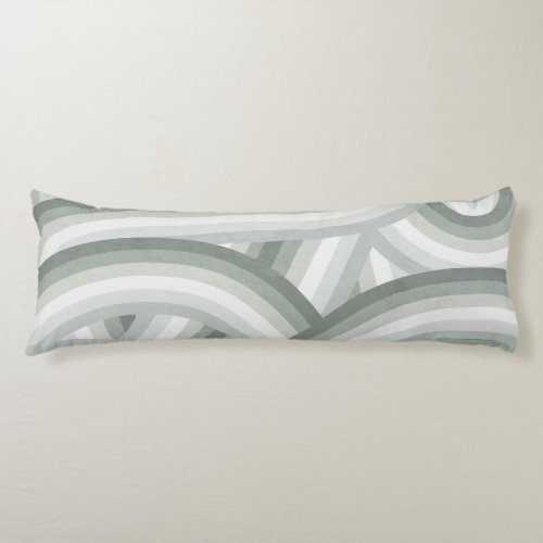 Gray_Green Retro Rainbow Stripes Pattern Body Pillow