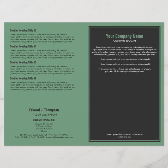 Gray Green Simple Border Brochure (Front)