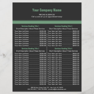Gray Green Simple Border Price List 4 Flyer