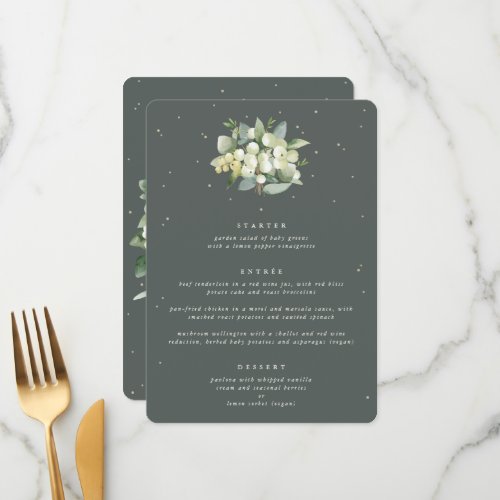 Gray Green SnowberryEucalyptus 3 Course Wedding Menu