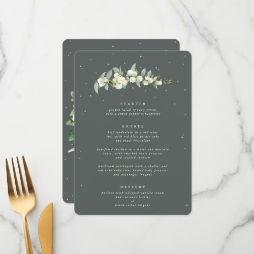 Gray Green SnowberryEucalyptus 3 Course Wedding Menu