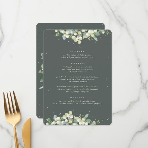 Gray Green SnowberryEucalyptus 3 Course Wedding Menu