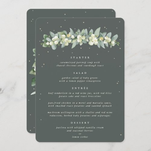 Gray Green SnowberryEucalyptus 4 Course Wedding Menu