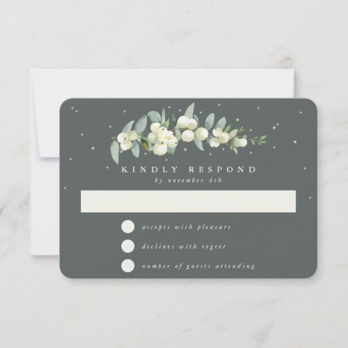 Gray Green SnowberryEucalyptus Garland Wedding RSVP Card