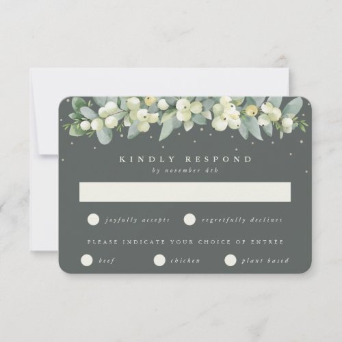 Gray Green SnowberryEucalyptus Garland Wedding RSVP Card