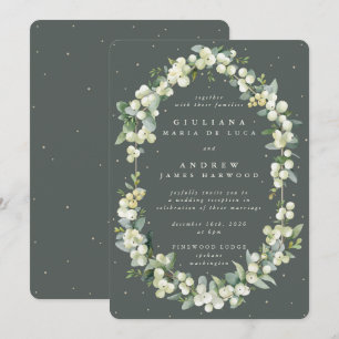 Gray Green Snowberry+Eucalyptus Reception Only Invitation