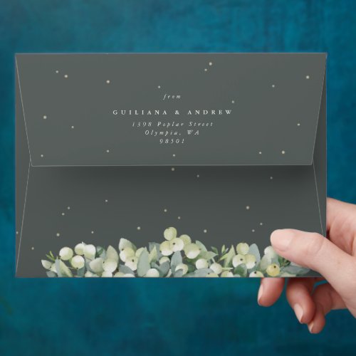 Gray Green SnowberryEucalyptus Wedding A7 Envelope
