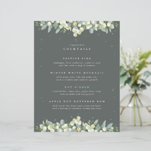 Gray Green Snowberry+Eucalyptus Wedding Drinks Bar