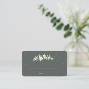 Gray Green Snowberry+Eucalyptus Wedding Flat Place Card