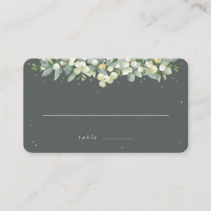 Gray Green Snowberry+Eucalyptus Wedding Flat Place Card