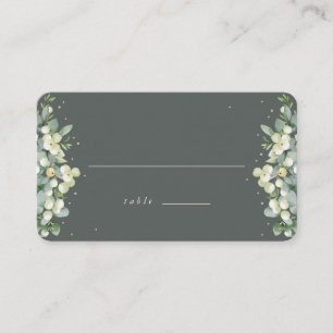Gray Green Snowberry+Eucalyptus Wedding Flat Place Card