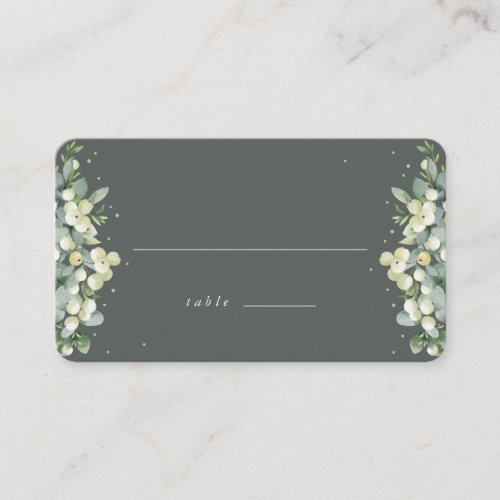 Gray Green SnowberryEucalyptus Wedding Flat Place Card