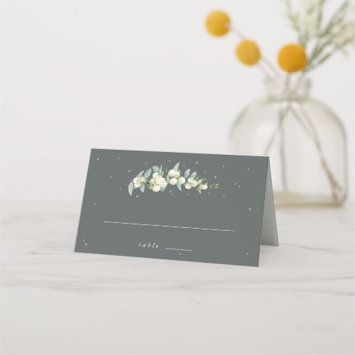 Gray Green SnowberryEucalyptus Wedding Place Card