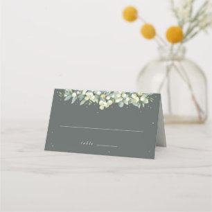 Gray Green Snowberry+Eucalyptus Wedding Place Card