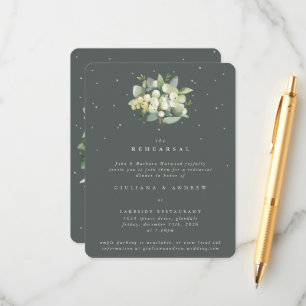 Gray Green Snowberry+Eucalyptus Wedding Rehearsal Enclosure Card