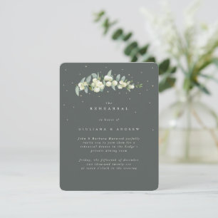 Gray Green Snowberry+Eucalyptus Wedding Rehearsal Enclosure Card