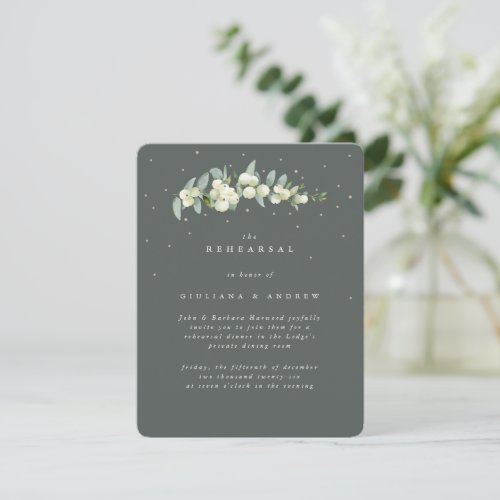 Gray Green SnowberryEucalyptus Wedding Rehearsal Enclosure Card