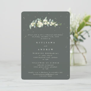 Gray Green Snowberry+Eucalyptus Wedding Rehearsal Invitation