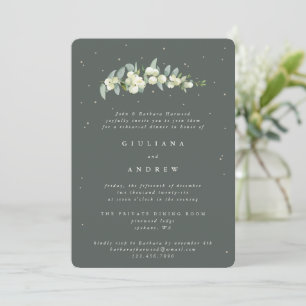 Gray Green Snowberry+Eucalyptus Wedding Rehearsal Invitation