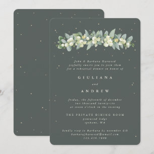 Gray Green Snowberry+Eucalyptus Wedding Rehearsal Invitation
