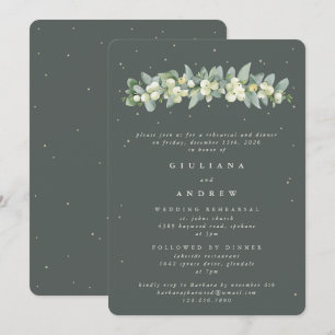 Gray Green Snowberry+Eucalyptus Wedding Rehearsal Invitation