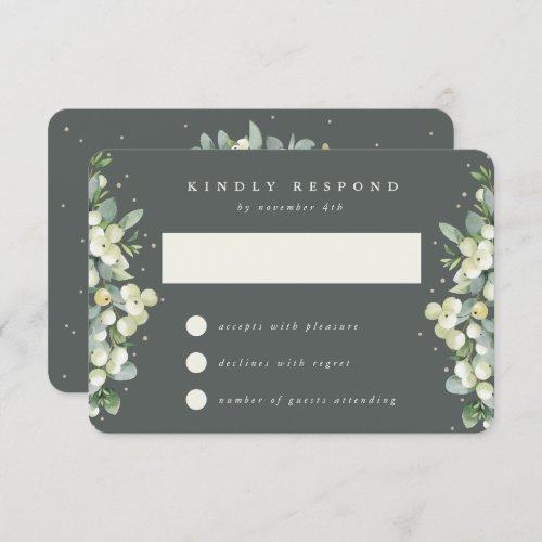 Gray Green SnowberryEucalyptus Wedding RSVP Card